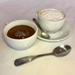 Pots de Creme and Cappuccino for dessert at Petite Jacqueline.